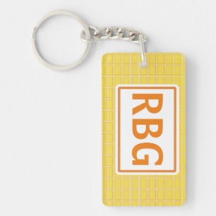 Porte-clés Motif géométrique blanc orange vif