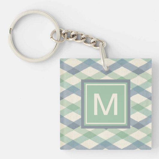Porte-clés Motif géométrique en pastel du monogramme | (Devant)