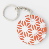 Porte-clés Motif géométrique orange et blanc (Devant)