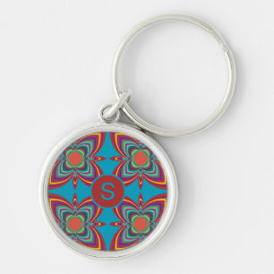 Porte-clés Motif géométrique psychédélique coloré en monogram