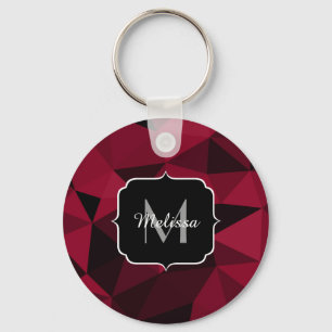 Porte-clés Motif géométrique rose magenta rouge noir Monogram