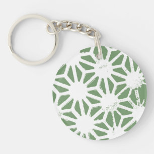 Porte-clés Motif géométrique vert et blanc olive