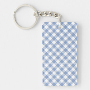 Porte-clés Motif Gingham Bleu Clair Imprimé Carreaux Classiqu