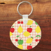 Porte-clés Motif Gingham de Fruits Mignons (Recto)