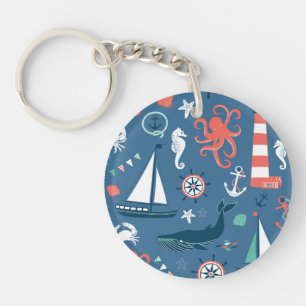 Porte-clés Motif graphique nautique amusant