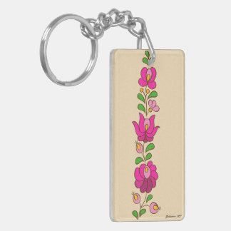 Porte-clés Motif hongrois de broderie, "Matyó" - rose