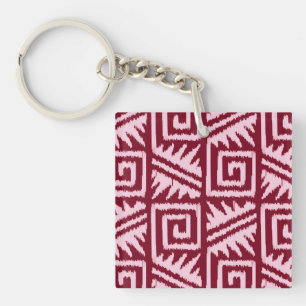 Porte-clés Motif Ikat Aztec - Bourgogne et rose