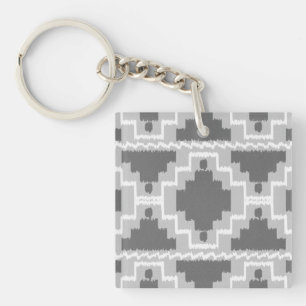Porte-clés Motif Ikat Aztec - gris foncé et clair / gris