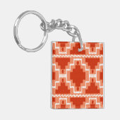 Porte-clés Motif Ikat Aztec - Rouille, Orange et blanc (Devant gauche)
