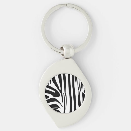 Porte-clés Motif Imprimé Zèbre Noir et Blanc Audacieux (Devant)