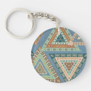 Porte-clés Motif indien tribal   bleu extérieur de Geo X
