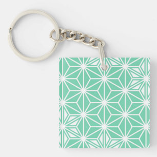 Porte-clés Motif japonais Asanoha - aquarelle claire
