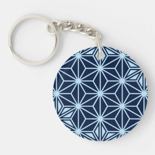 Porte-clés Motif japonais Asanoha - bleu indigo