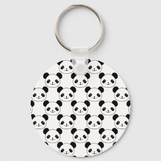 Porte-clés Motif Kawaii Panda En Noir Et Blanc (Recto)