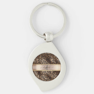 Porte-clés Motif léopard Bronze Noir Monogramme