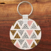 Porte-clés Motif Léopard Chic et Triangle Rose (Recto)