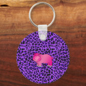 Porte-clés Motif léopard mignon rose hippo violet (Recto)
