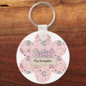 Porte-clés Motif lettres école professeur rose (Recto)
