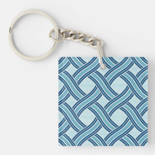 Porte-clés Motif Lignes Bleues (Devant)