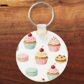 Porte-clés Motif Macaron Cupcake Sucré (Recto)