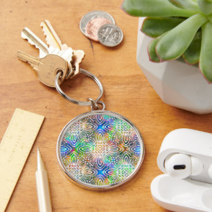 Porte-clés Motif Mandala Blanc Sur Des Tons Bijoux Colorés