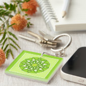 Porte-clés Motif mandala dans des nuances de vert citron vert (Devant Droit)