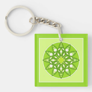 Porte-clés Motif mandala dans des nuances de vert citron vert