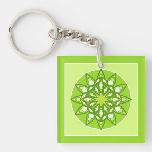 Porte-clés Motif mandala dans des nuances de vert citron vert (Devant)