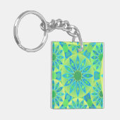 Porte-clés Motif mandala, turquoise, bleu, vert citron (Devant gauche)