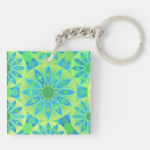 Porte-clés Motif mandala, turquoise, bleu, vert citron (Dos)