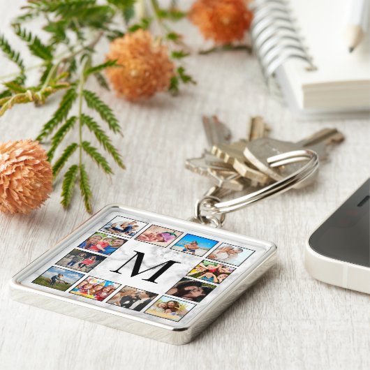 Porte-clés Motif Marbre blanc en pierre (Côté)