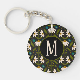 Porte-clés Motif marguerrier blanc mignon