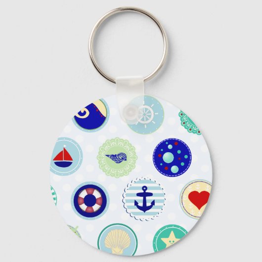 Porte-clés Motif marin bleu marine (Recto)