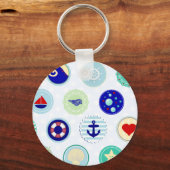 Porte-clés Motif marin bleu marine (Recto)