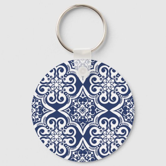 Porte-clés Motif marocain bleu et blanc (Recto)