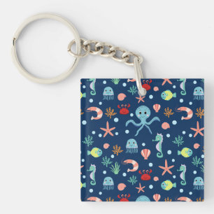 Porte-clés Motif mignon de vie marine de l'océan