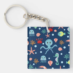 Porte-clés Motif mignon de vie marine de l'océan