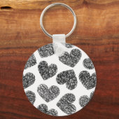 Porte-clés Motif moderne Black and White Doodle Hearts (Recto)