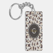 Porte-clés Motif moderne chic brun cheetah imprimé monogramme (Devant gauche)