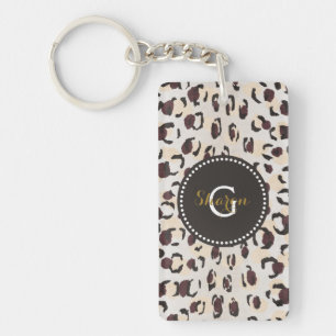 Porte-clés Motif moderne chic brun cheetah imprimé monogramme