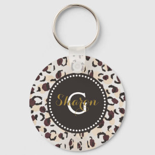 Porte-clés Motif moderne chic brun cheetah imprimé monogramme