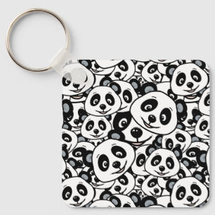 Porte-clés Motif moderne de panda ours en noir et blanc migno