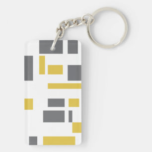 Porte-clés Motif moderne, simple, cool géométrique jaune gris