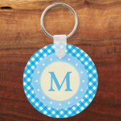 Porte-clés Motif Monogram Bright Blue En vichy (Verso)