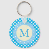 Porte-clés Motif Monogram Bright Blue En vichy (Verso)