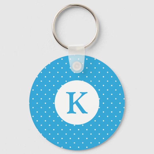 Porte-clés Motif monogramme à pois bleu clair mignon (Recto)