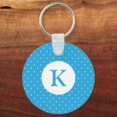 Porte-clés Motif monogramme à pois bleu clair mignon (Verso)