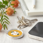 Porte-clés Motif monogramme en peigne de miel avec abeilles (Côté)