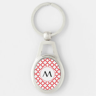 Porte-clés Motif monogramme Red Quatrefoil