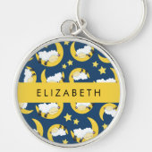 Porte-clés Motif mouton, Mouton dormant, Lune, Votre Nom (Devant)
